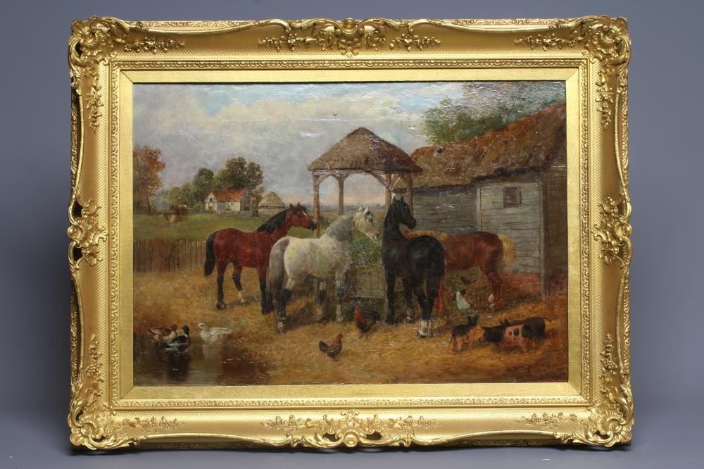 ATTRIBUTED TO JOHN F HERRING JUNIOR (1815-1907) Farm Yard Scene with Horses Image