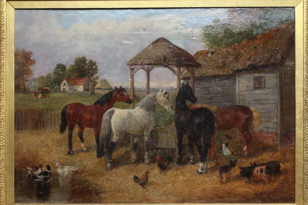ATTRIBUTED TO JOHN F HERRING JUNIOR (1815-1907) Farm Yard Scene with Horses Image