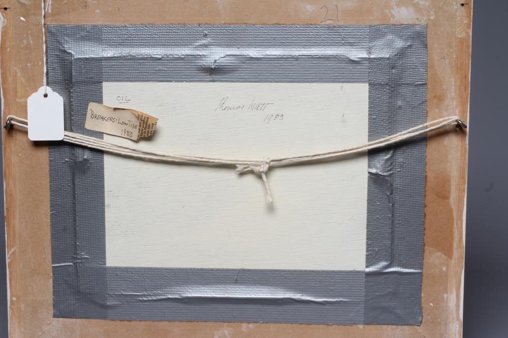 THOMAS WATT (1920-1989) Breakers Low Tide, inscribed with artist's name and dated 1983 verso, 8" x Image