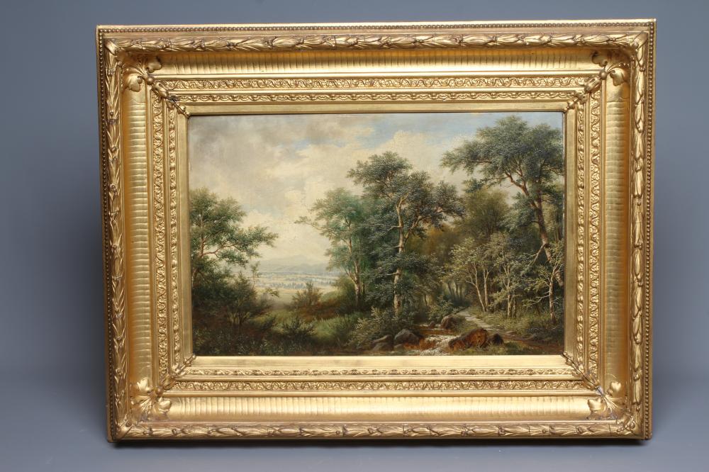 CONTINENTAL SCHOOL (Late 19th Century) View of a Woodland Track with an Open Plain Beyond Image