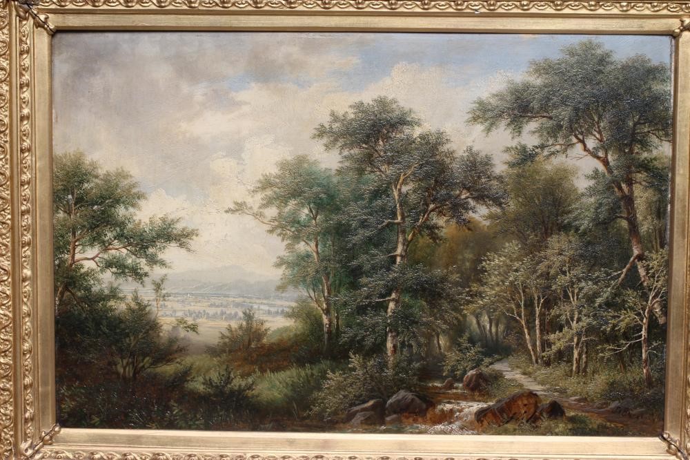 CONTINENTAL SCHOOL (Late 19th Century) View of a Woodland Track with an Open Plain Beyond Image