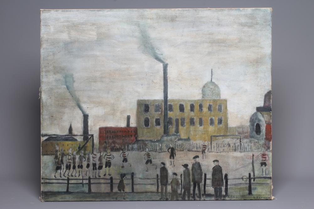 AFTER LAURENCE STEPHEN LOWRY (1887-1976) Football Match, bears signature lower right, oil on canvas, Image