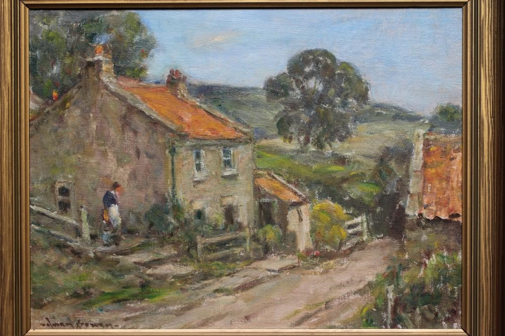 OWEN BOWEN (1873-1967) Mother and Child beside a Rural Cottage Image