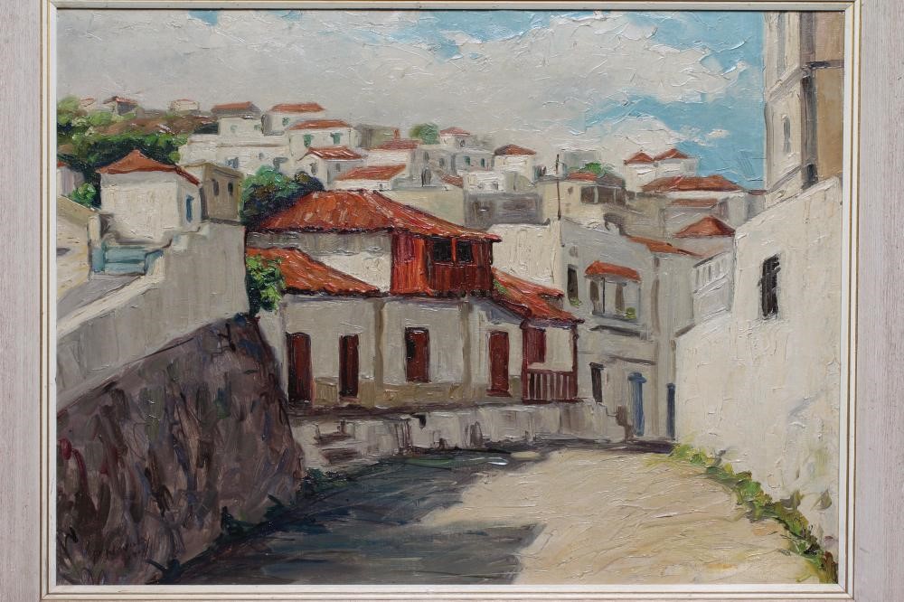 PHILIP NAVIASKY (1894-1983) View of a Continental Town, signed lower left, oil on canvas, 20" x 30", Image