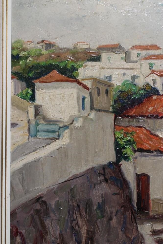PHILIP NAVIASKY (1894-1983) View of a Continental Town, signed lower left, oil on canvas, 20" x 30", Image
