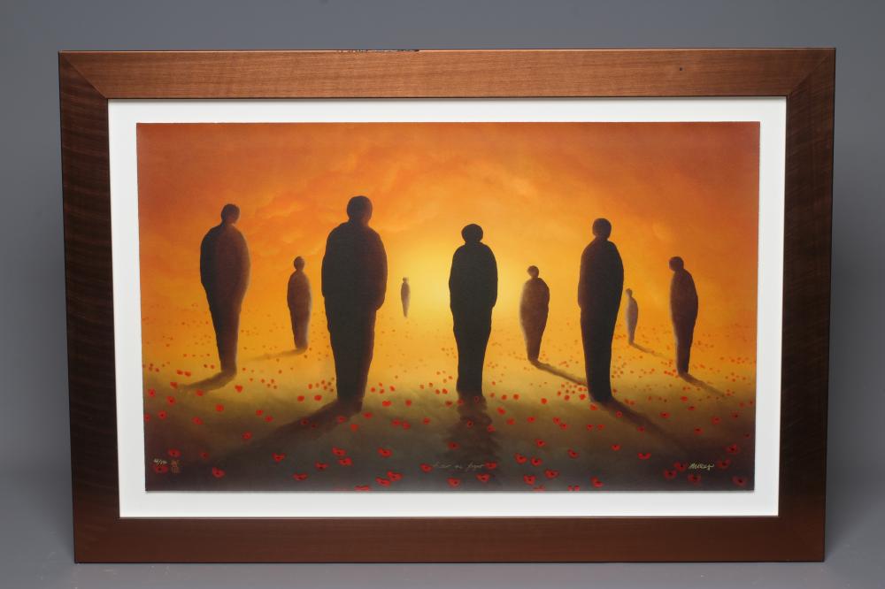 MACKENZIE THORPE (b.1956) Poppies, signed, numbered 47/550, silkscreen, 17" x 27 1/2", framed and Image