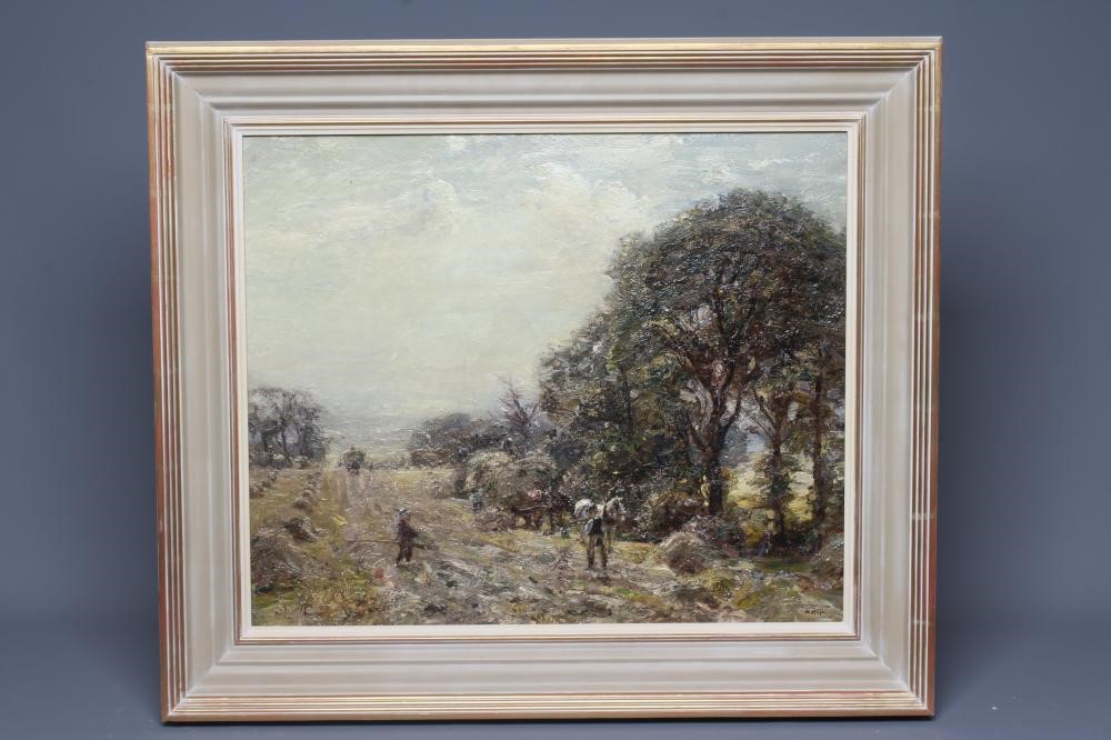 HERBERT F ROYLE (1870-1958) Harvest time, signed lower right, oil on canvas, 20" x 23 1/2", modern Image