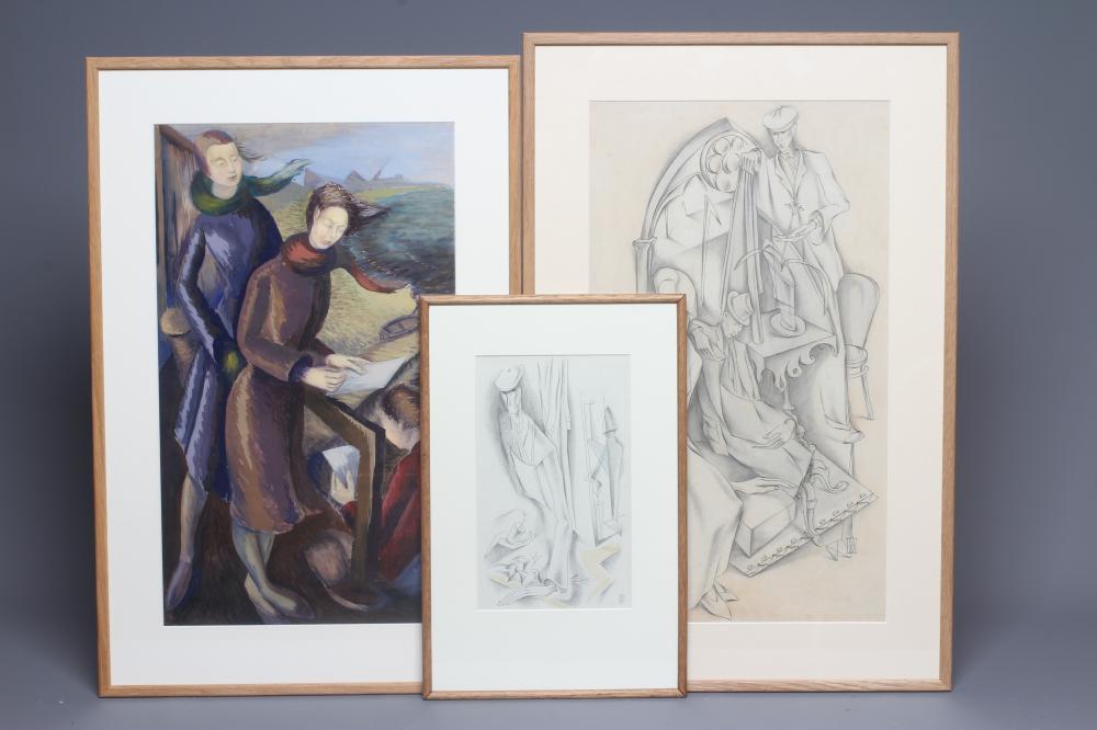 IRIS HARDCASTLE (c.1919-2013) Figures in an Interior with Gothic architecture Image