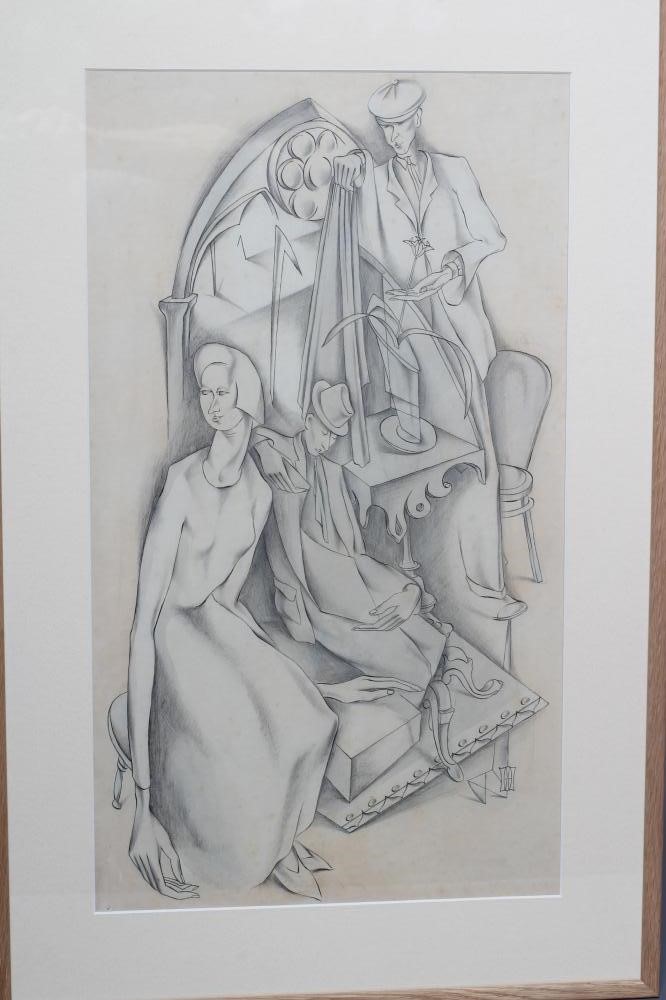 IRIS HARDCASTLE (c.1919-2013) Figures in an Interior with Gothic architecture Image