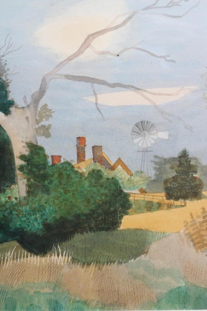 KENNETH ROWNTREE (1915-1997) Rural Landscape with Gnarled Tree and Corn Fields Image