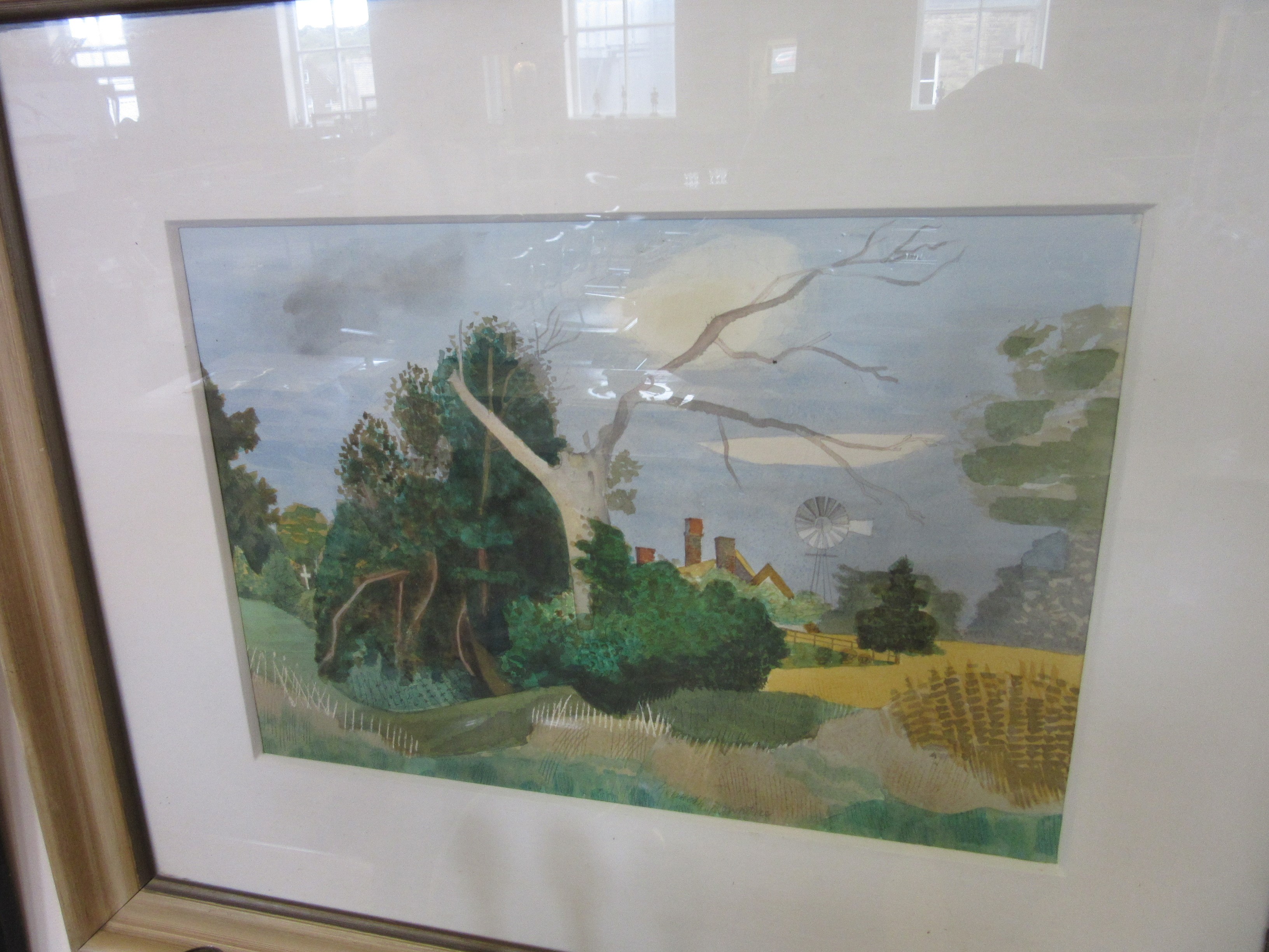 KENNETH ROWNTREE (1915-1997) Rural Landscape with Gnarled Tree and Corn Fields Image