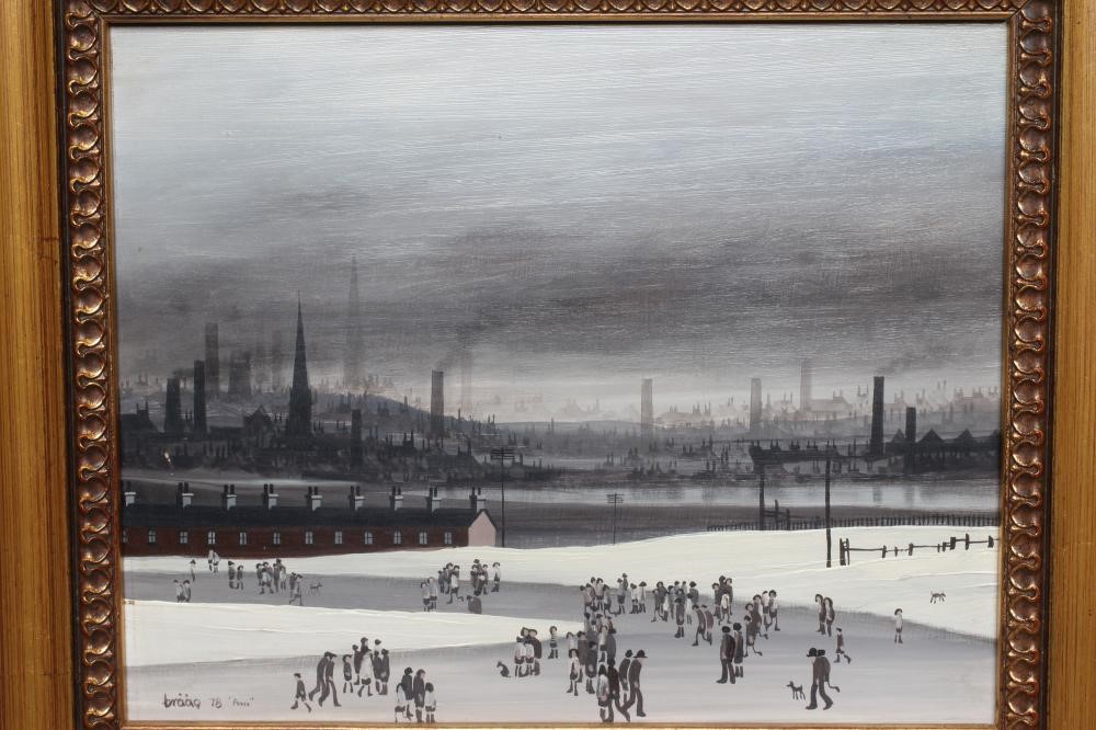 BRIAN SHIELDS "BRAAQ" (1951-1997) Winter Industrial Landscape Image