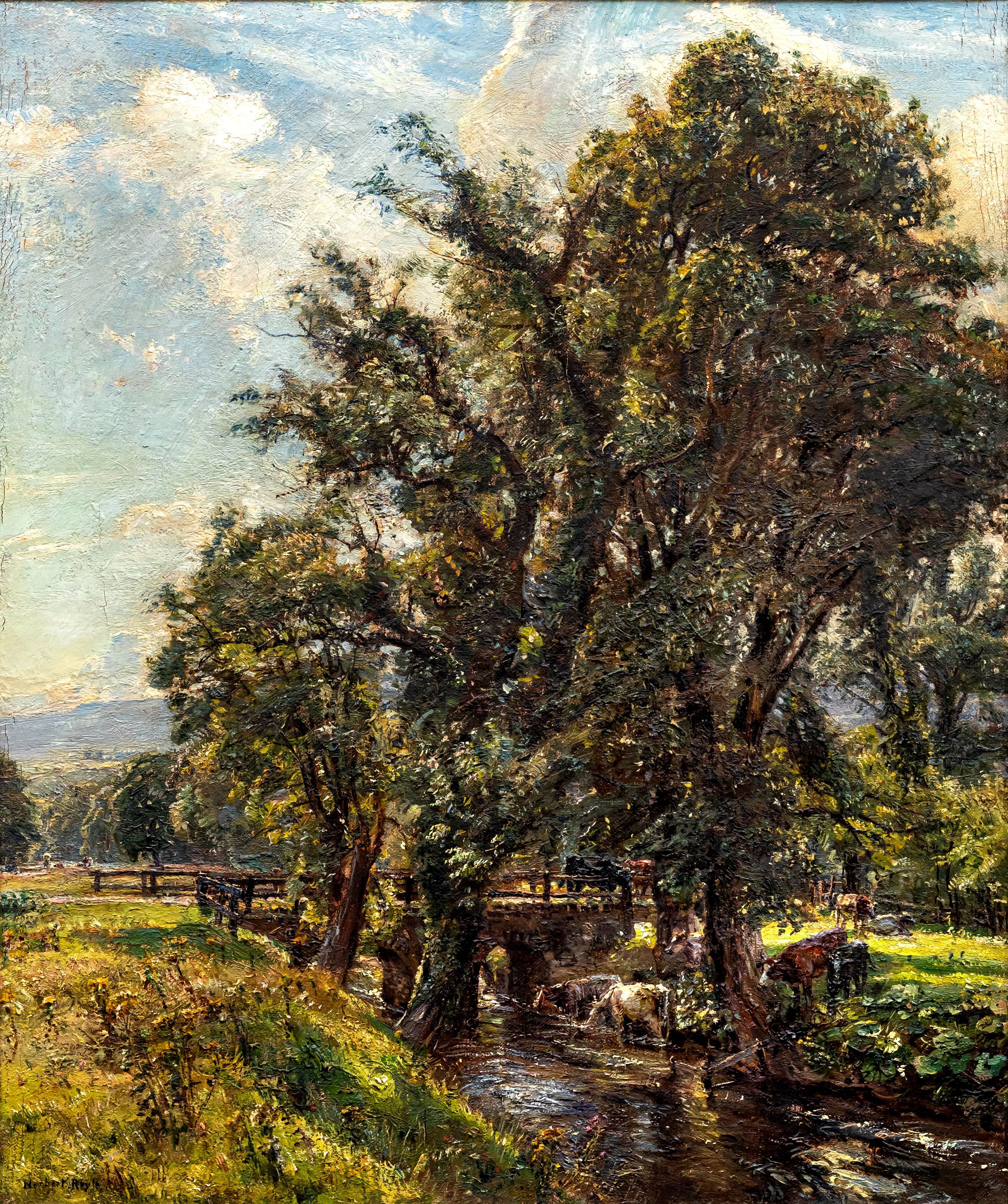 HERBERT F ROYLE (1870-1958) Wharfedale near Ilkley, signed lower left, oil on canvas, 30" x 24 1/2", Image
