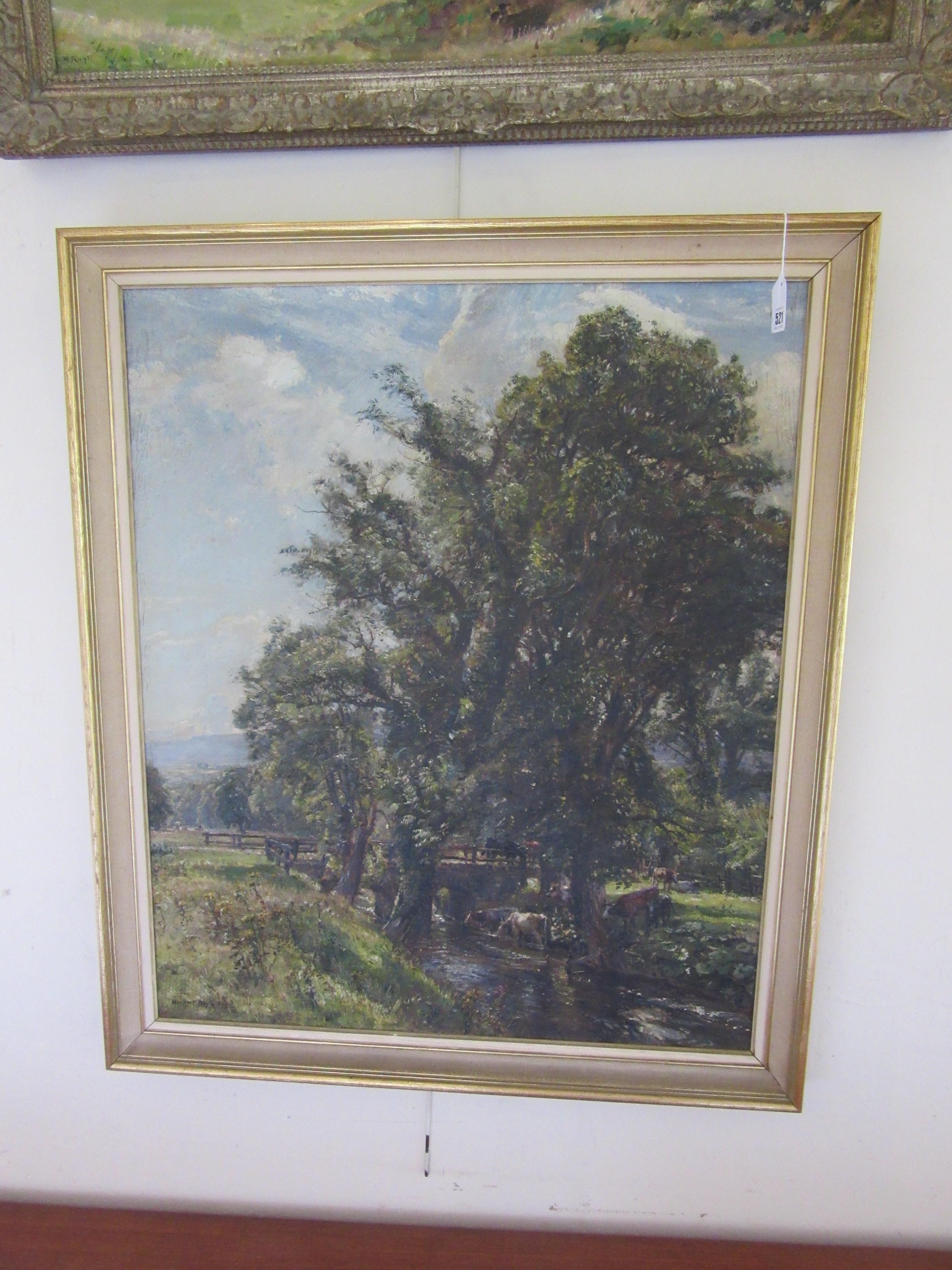 HERBERT F ROYLE (1870-1958) Wharfedale near Ilkley, signed lower left, oil on canvas, 30" x 24 1/2", Image