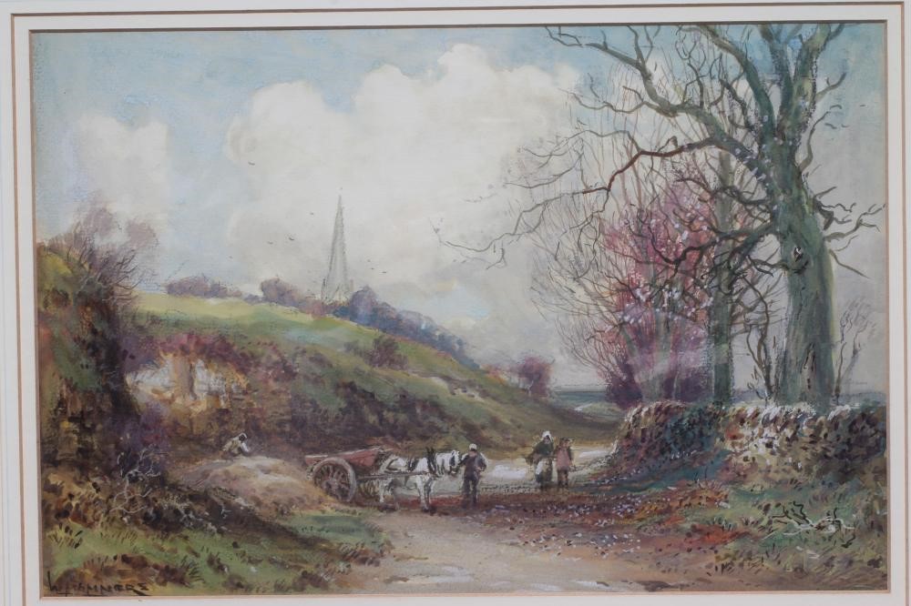 WILLIAM MANNERS (1860-1930) Horse and Cart on a Country Lane, signed lower left, watercolour Image