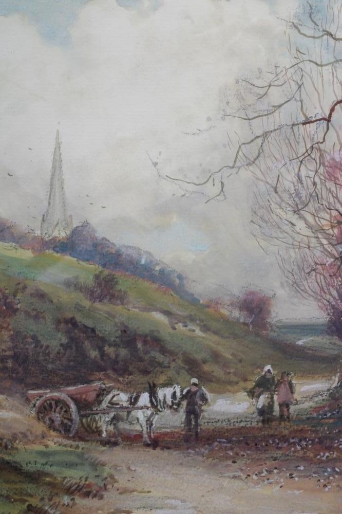 WILLIAM MANNERS (1860-1930) Horse and Cart on a Country Lane, signed lower left, watercolour Image