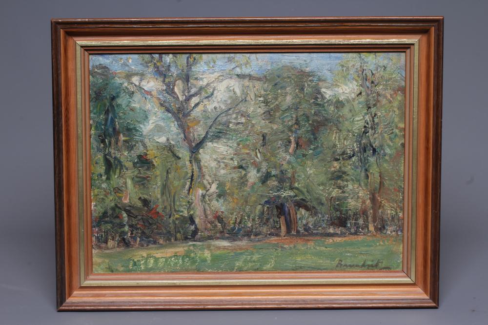 REGINALD GRANGE BRUNDRIT (1883-1960) Grass Woods, Grassington, signed lower right, oil on panel, 9 Image