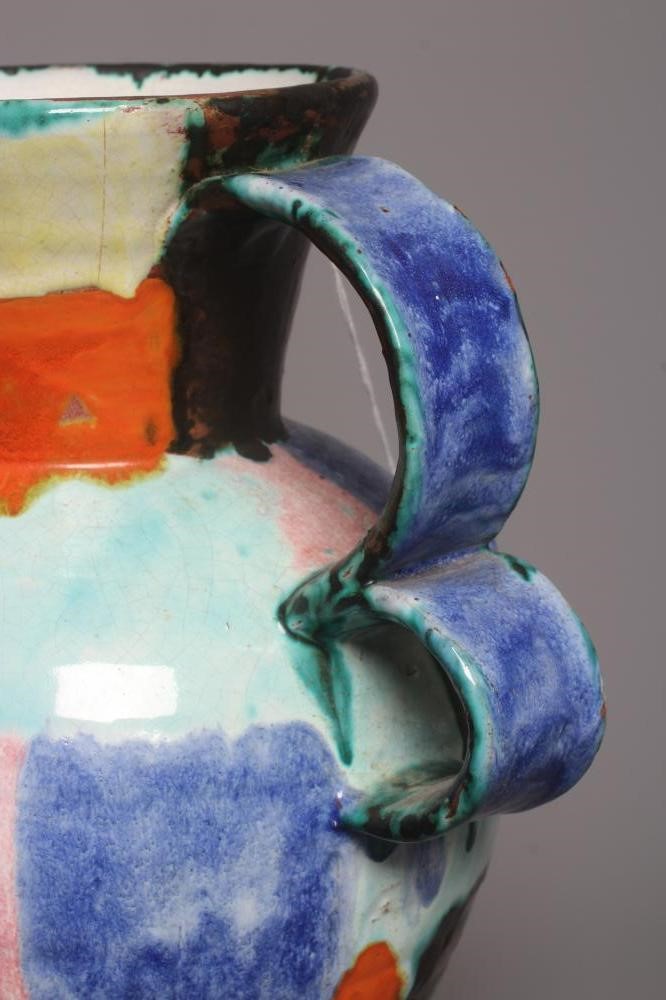 WALTER BOSSE FOR GOLDSCHEIDER- a terracotta vase of inverted baluster form with two double loop Image