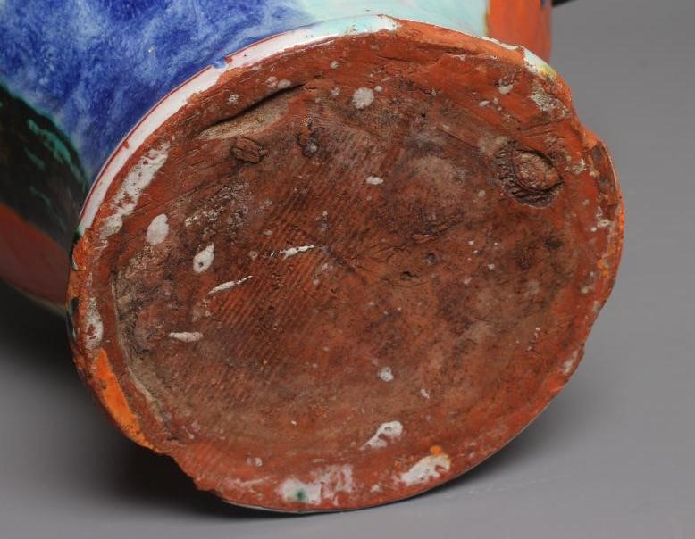 WALTER BOSSE FOR GOLDSCHEIDER- a terracotta vase of inverted baluster form with two double loop Image