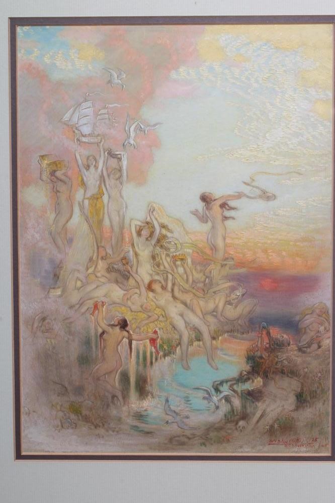 WILLIAM SHACKLETON (1872-1933) Sirens, signed lower right and dated '25, mixed media, 12 3/4" x 9 Image