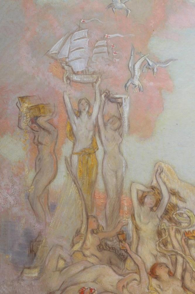 WILLIAM SHACKLETON (1872-1933) Sirens, signed lower right and dated '25, mixed media, 12 3/4" x 9 Image