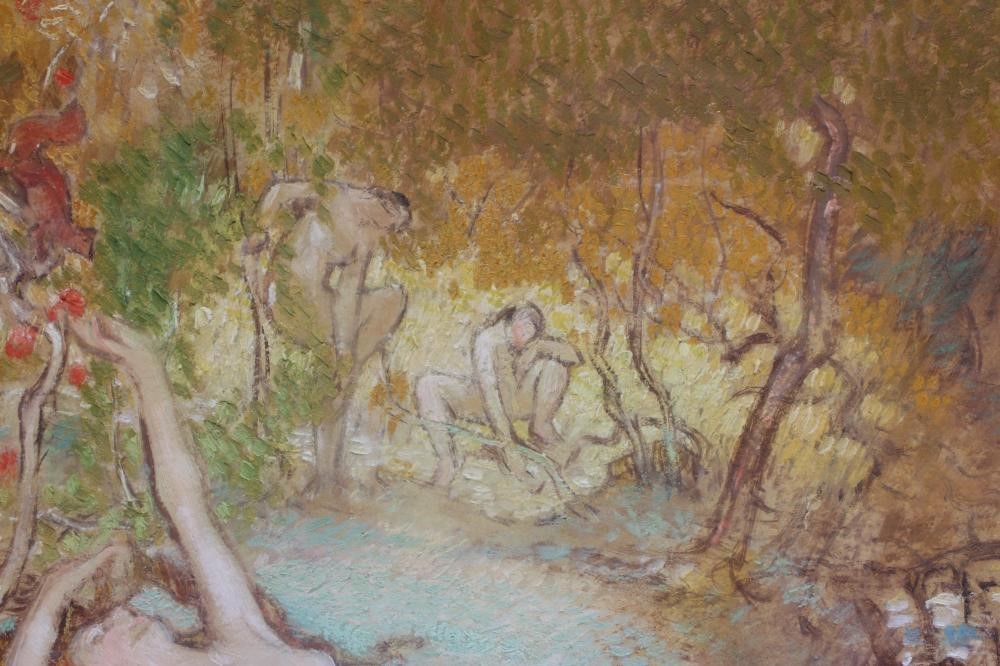 WILLIAM SHACKLETON (1872-1933) Nude Women Bathing in a Clearing, signed lower left and dated '27, Image