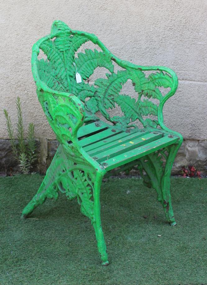 A VICTORIAN CAST IRON ARMCHAIR in Coalbrookdale Fern and Blackberry pattern, 25 1/2" w x 14 1/2" d x Image