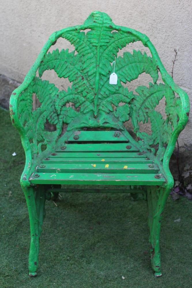 A VICTORIAN CAST IRON ARMCHAIR in Coalbrookdale Fern and Blackberry pattern, 25 1/2" w x 14 1/2" d x Image