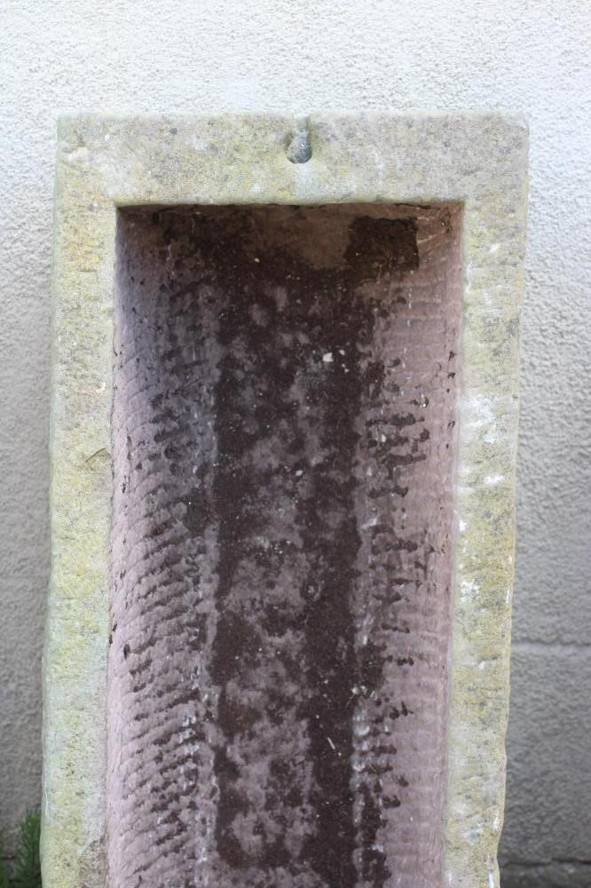 A LARGE SANDSTONE TROUGH of oblong tapering form, well cut, 127" w x 20" d x 12" h (Est. plus 24% Image