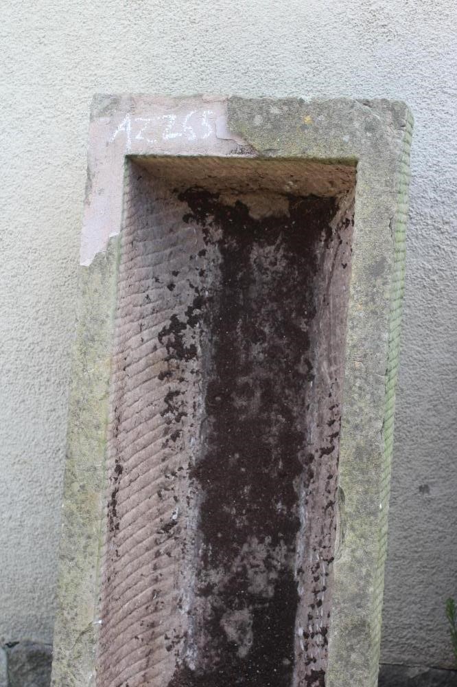 A LARGE SANDSTONE TROUGH of oblong tapering form, well cut, 127" w x 20" d x 12" h (Est. plus 24% Image