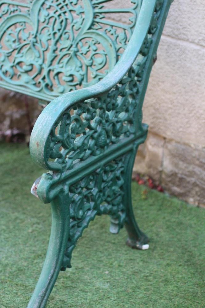 A COALBROOKDALE DESIGN CAST IRON BENCH, late 19th century, the back in the form of three pierced Image