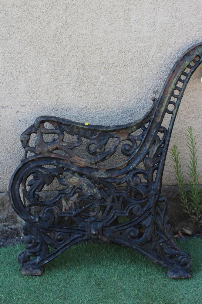 A PAIR OF VICTORIAN CAST IRON BENCH ENDS, mid/late 19th century, pierced and moulded with foliate Image