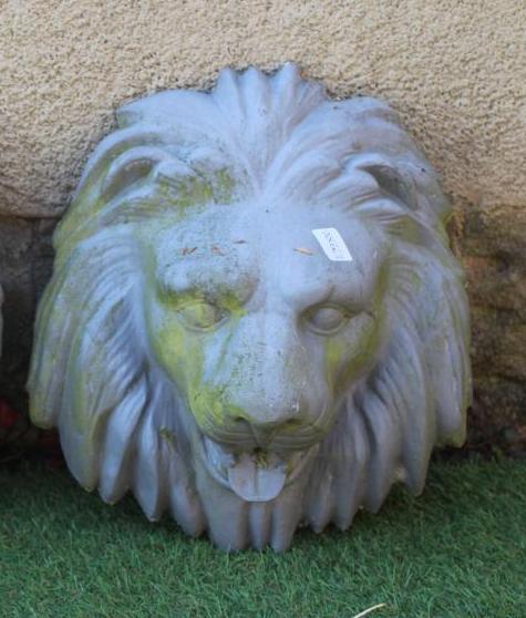 A PAINTED LEAD LION MASK WALL FOUNTAIN HEAD, 20th century, 13 1/2" w x 15" h (Est. plus 24% premium Image