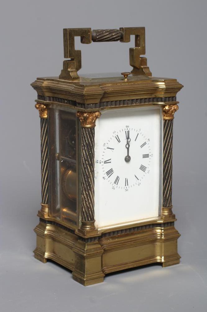 A GILDED BRASS CARRIAGE CLOCK Image