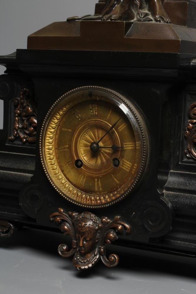 A FRENCH SLATE MANTEL CLOCK Image