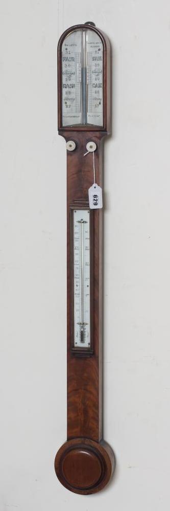 A MAHOGANY STICK BAROMETER BY GALLETTI GLASGOW Image