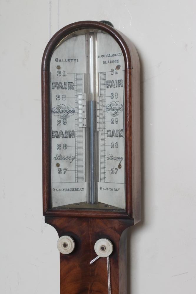 A MAHOGANY STICK BAROMETER BY GALLETTI GLASGOW Image