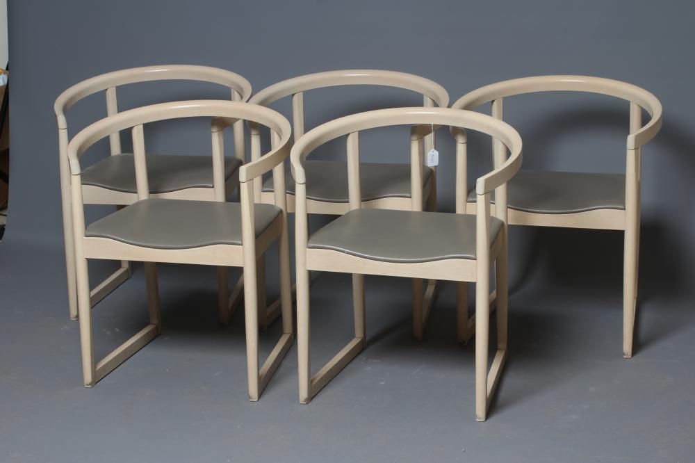 BILLIANI 1911 - A SET OF FIVE PAINTED BEECH DINING CHAIRS Image