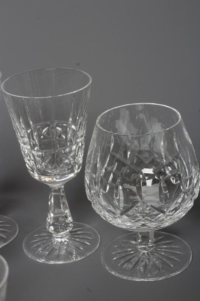 A WATERFORD KYLEMORE PATTERN GLASS TABLE SERVICE comprising six each red and white wines, sherry and Image