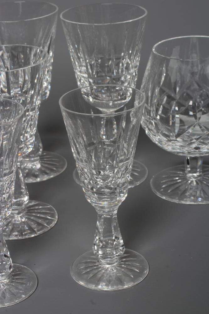 A WATERFORD KYLEMORE PATTERN GLASS TABLE SERVICE comprising six each red and white wines, sherry and Image