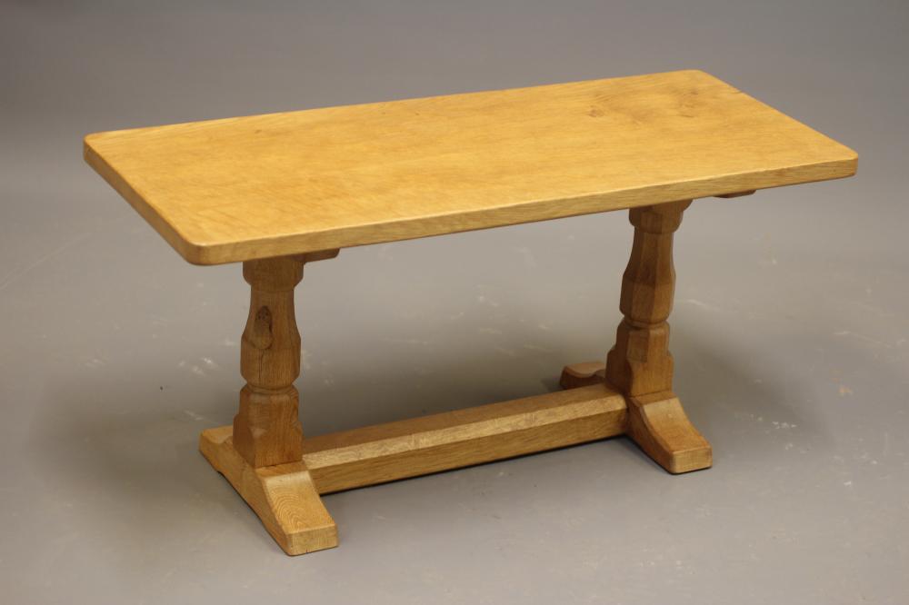 A ROBERT THOMPSON ADZED OAK COFFEE TABLE Image