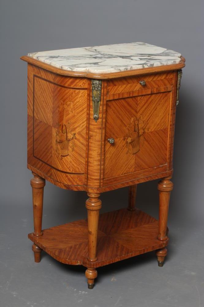 A FRENCH TULIPWOOD AND MARQUETRY LOUIS XVI STYLE TABLE DE CHEVET Image