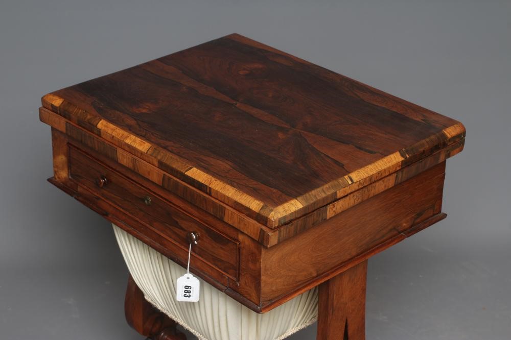 A VICTORIAN ROSEWOOD GAMES/WORKTABLE Image
