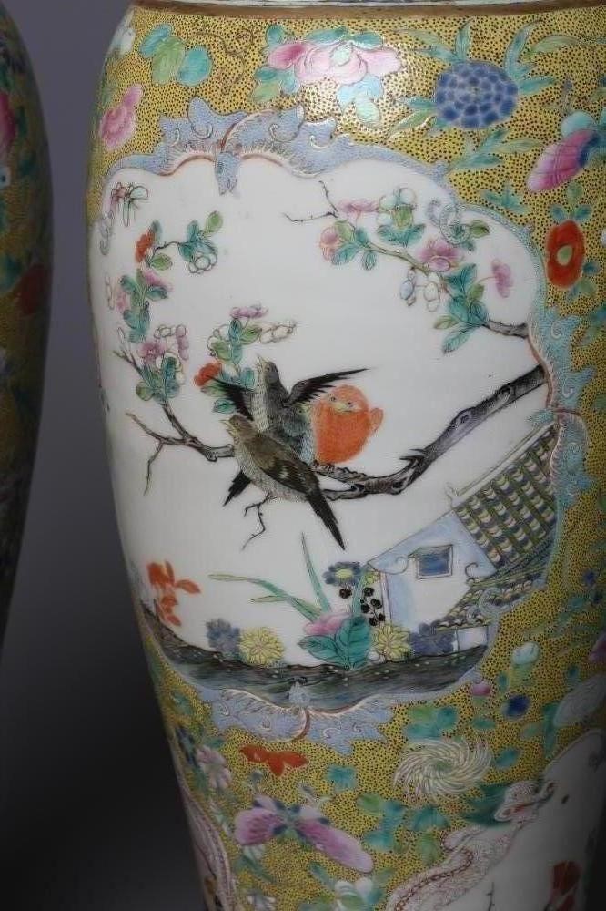 A PAIR OF CHINESE PORCELAIN VASES of slender inverted baluster form Image