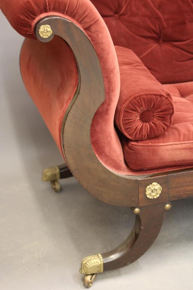 A REGENCY MAHOGANY SCROLL END SOFA Image