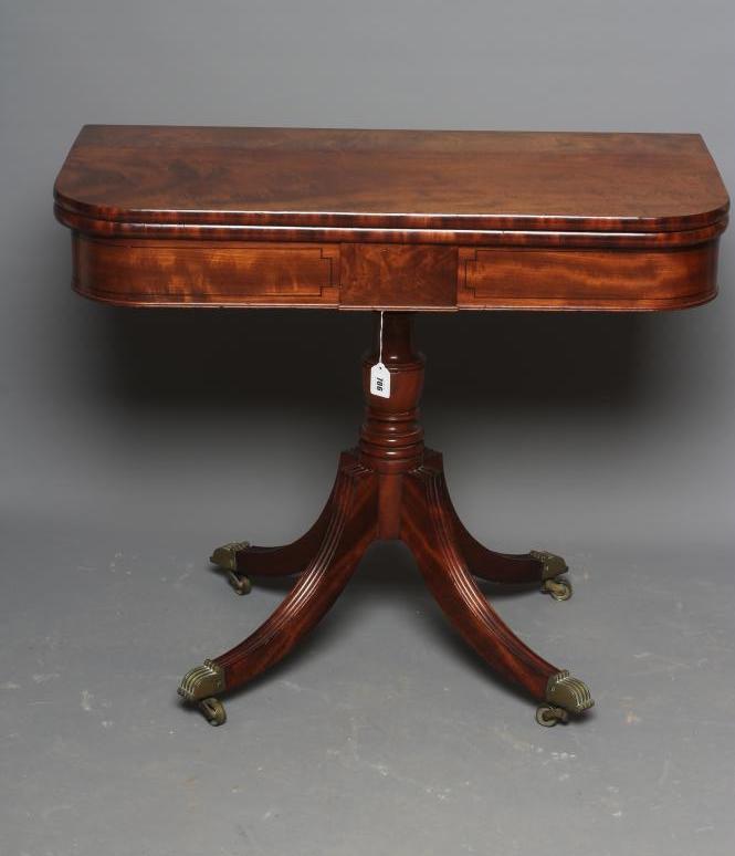A REGENCY MAHOGANY FOLDING TEA TABLE Image