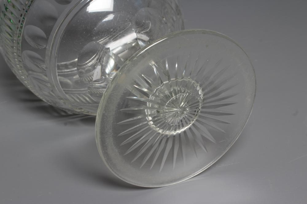 A WILLIAM IV LARGE GLASS GOBLET, the rounded bowl with printe and slice cut banding issuing from a Image