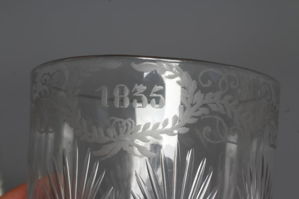 AN EARLY VICTORIAN GLASS TUMBLER of plain cylindrical form Image