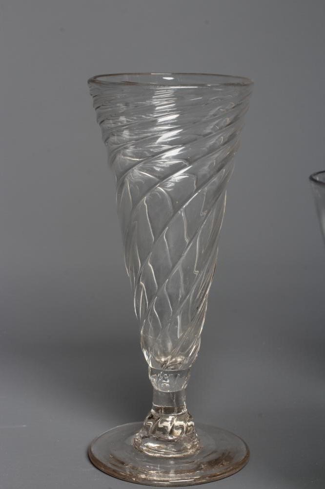 EIGHT GEORGIAN GLASSES including two wrythen fluted conical small ales Image