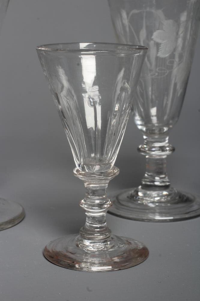 EIGHT GEORGIAN GLASSES including two wrythen fluted conical small ales Image